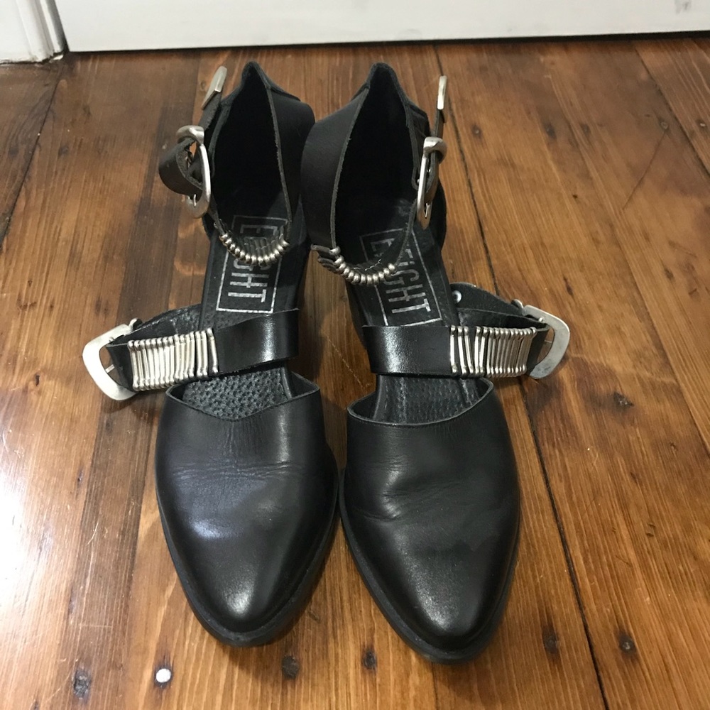 E8 by Miista metal accent heels